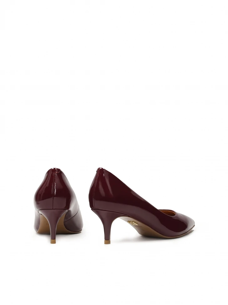 Kazar Maroon Low Pumps In Patent Leather