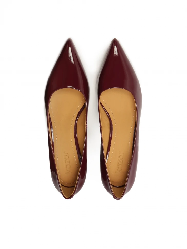 Kazar Maroon Low Pumps In Patent Leather