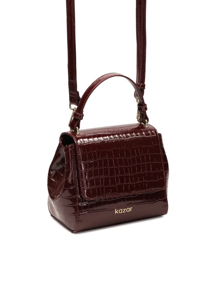 Kazar Maroon Patent Leather Handbag