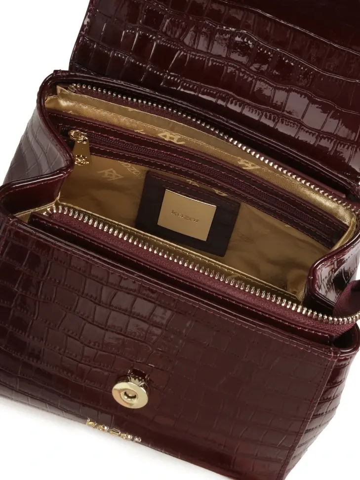 Kazar Maroon Patent Leather Handbag