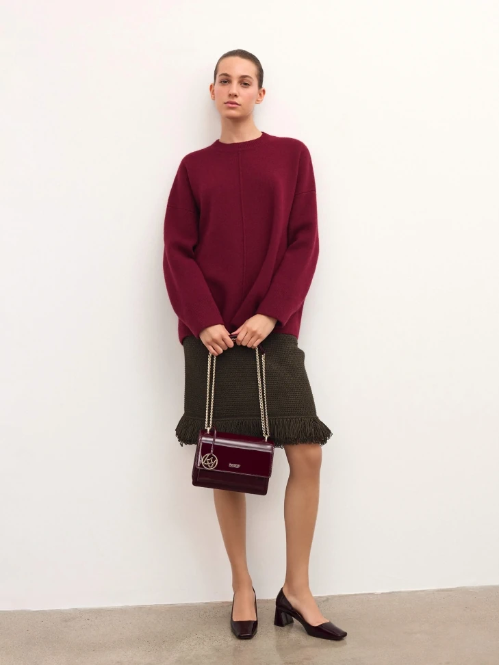 Kazar Maroon Patent Leather Handbag