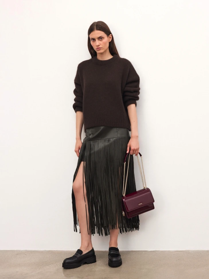 Kazar Maroon Patent Leather Handbag