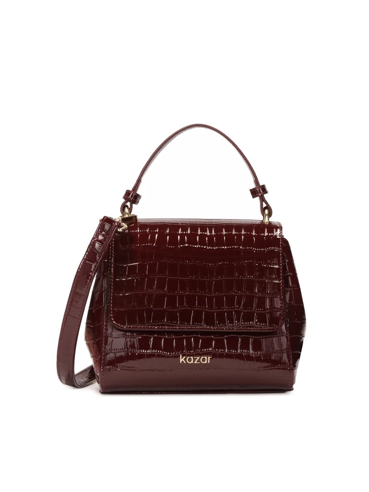 kazar Maroon patent leather handbag