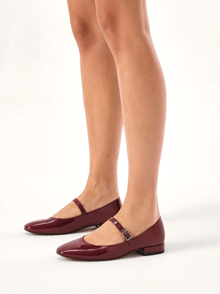 Kazar Maroon Patent Leather Mary Jane Pumps