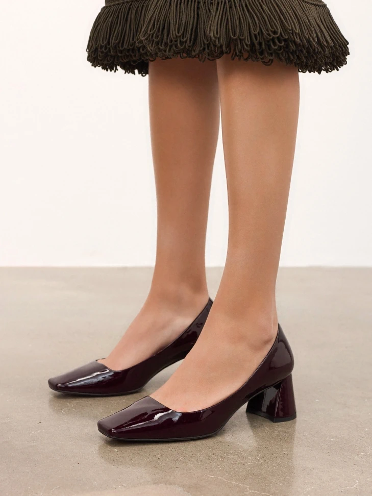 Kazar Maroon Patent Leather Pumps