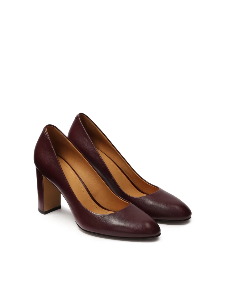 Kazar Maroon Pumps With Rounded Noses
