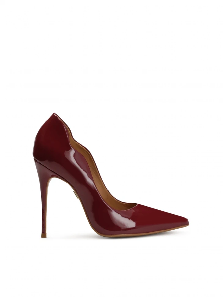 kazar Maroon pumps with ruffled edge upper