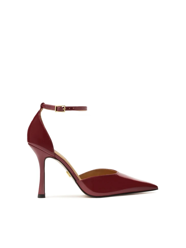 kazar Maroon semi-open-toe patent leather pumps