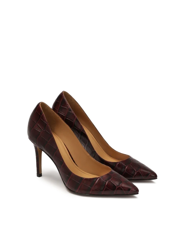 Kazar Maroon Shaded Croco Patterned Pumps