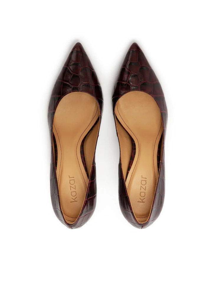 Kazar Maroon Shaded Croco Patterned Pumps