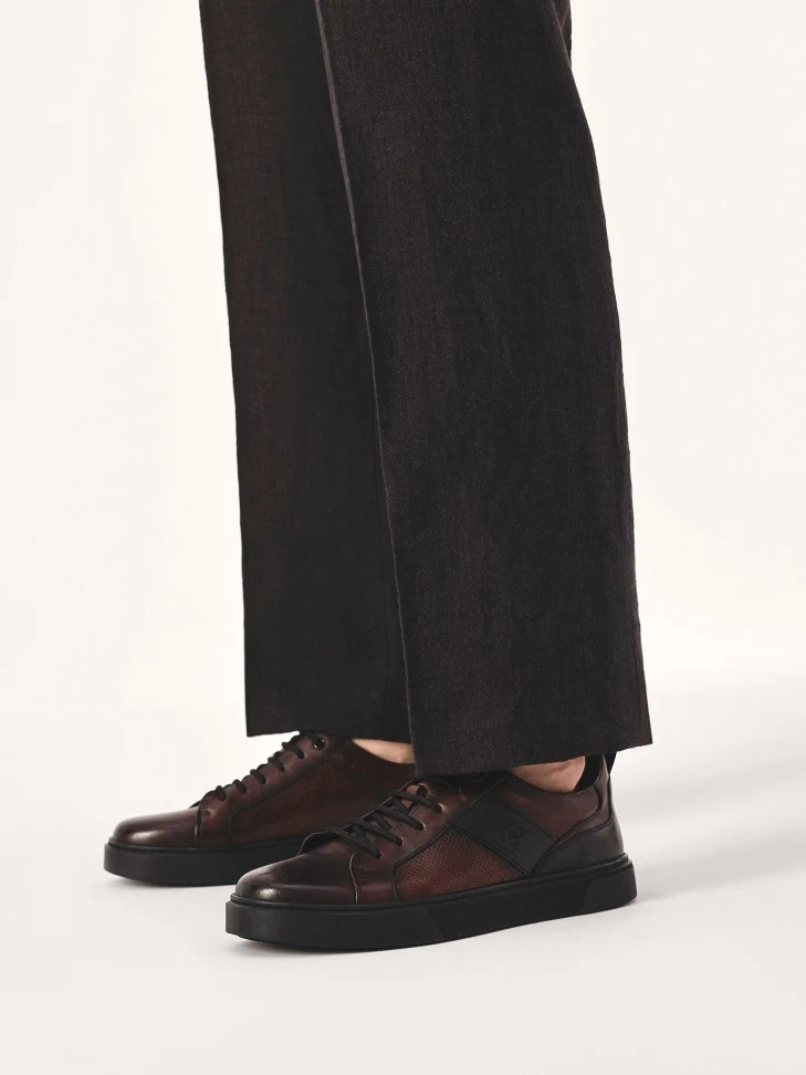 Kazar Maroon Sneakers With Perforated Upper