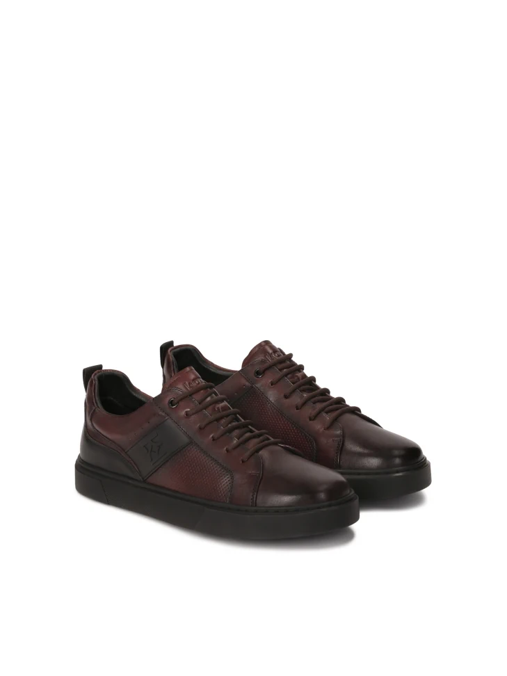 Kazar Maroon Sneakers With Perforated Upper