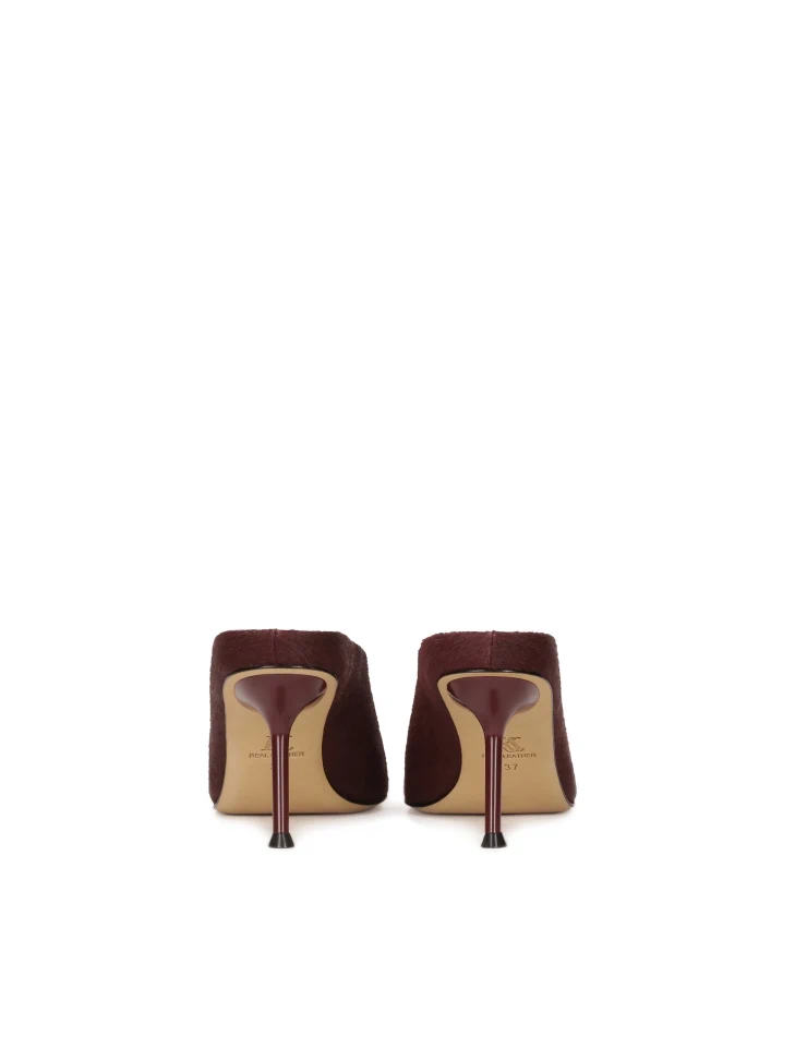 Kazar Maroon Stiletto Mules With Natural Bristles