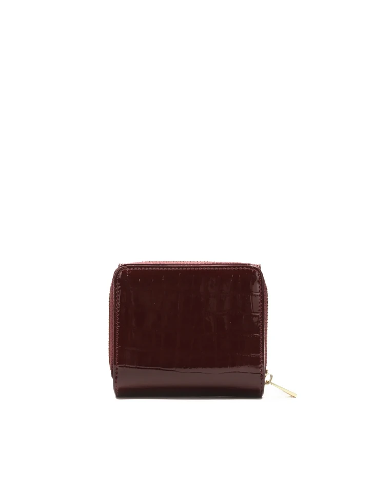 Kazar Maroon Wallet In Embossed Patent Leather