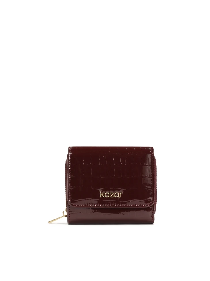 kazar Maroon wallet in embossed patent leather