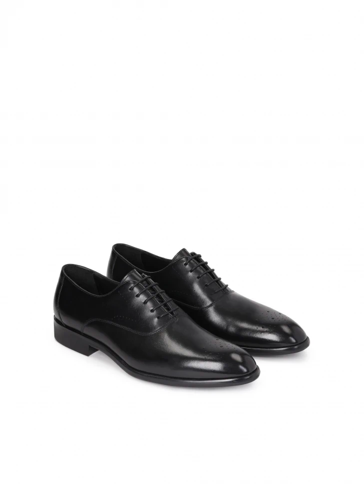 Kazar Men’s Black Oxfords With Decorated Toes