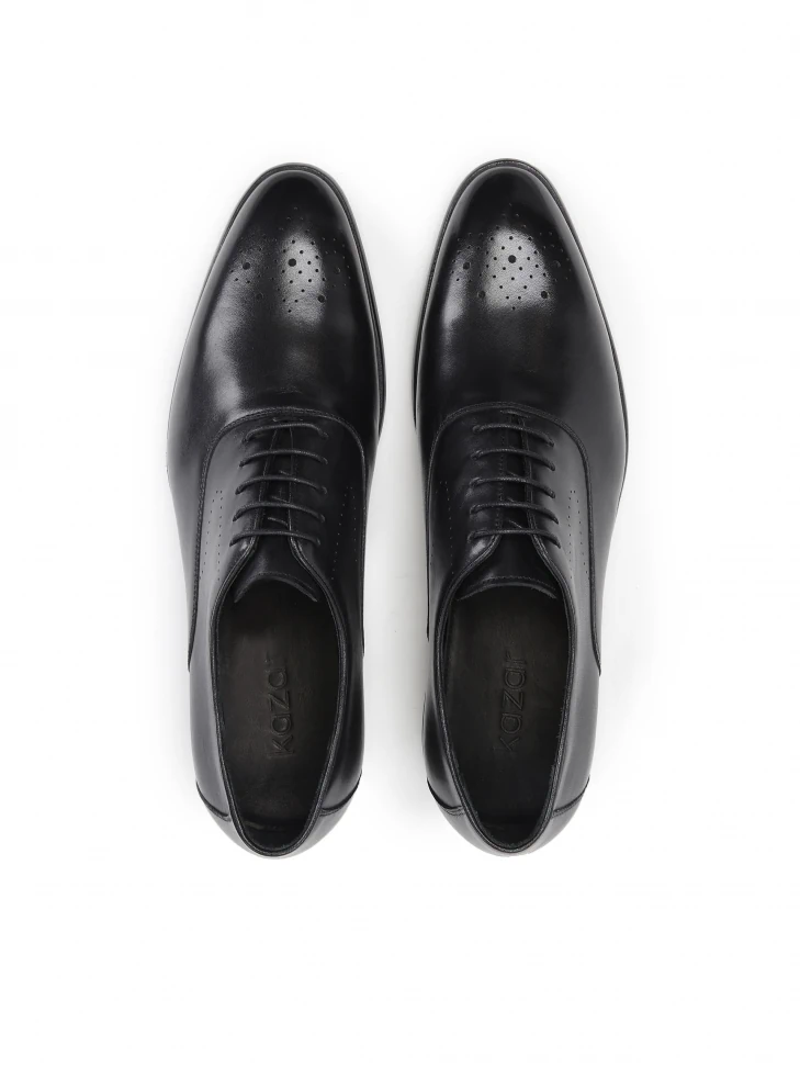 Kazar Men’s Black Oxfords With Decorated Toes