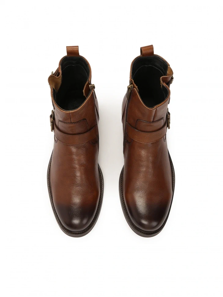 Kazar Men's Brown Leather Zip-up Boots