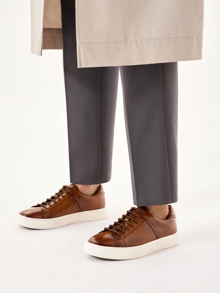 Kazar Men's Brown Sneakers On A White Sole