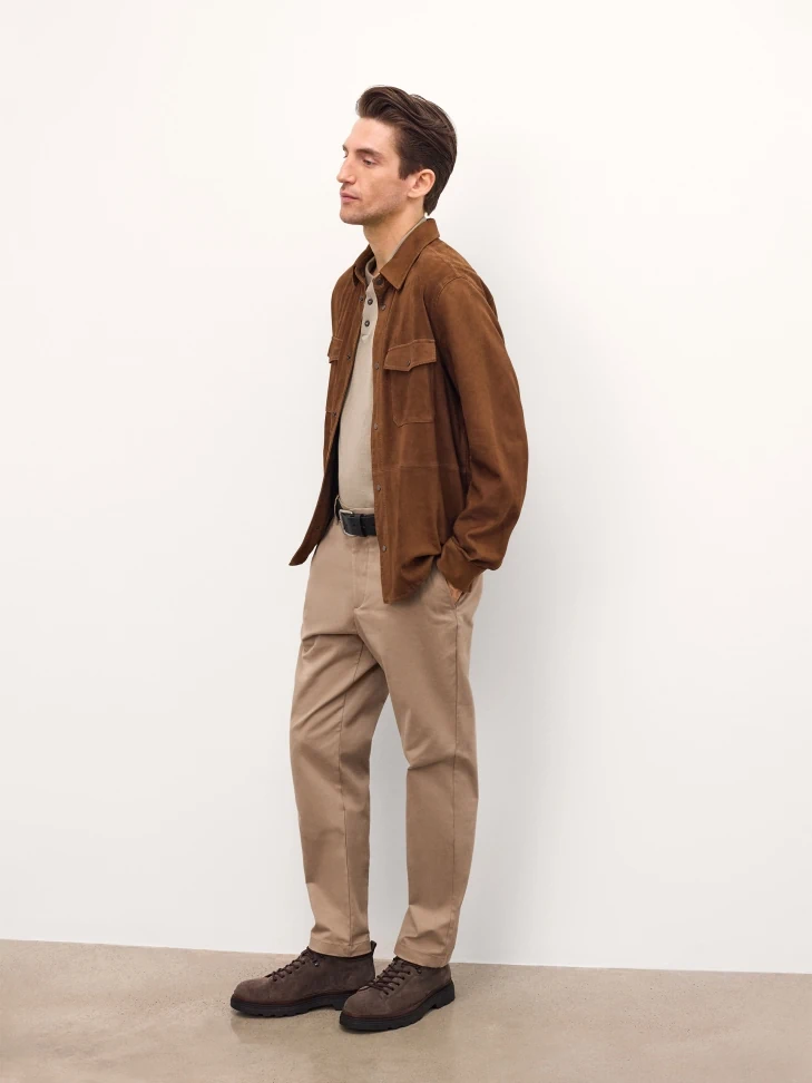 Kazar Men's Brown Suede Boots With Leather Collar