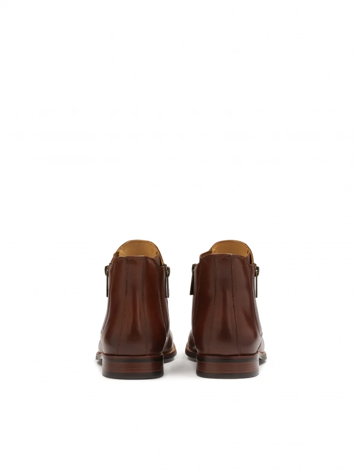 Kazar Men's Leather Boots In Cognac Color