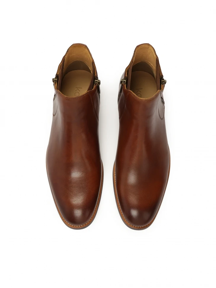 Kazar Men's Leather Boots In Cognac Color