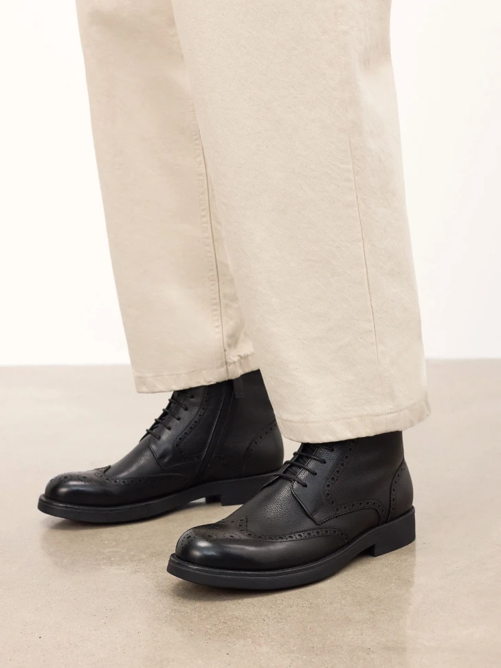 Kazar Men's Leather Boots With Openwork Decoration