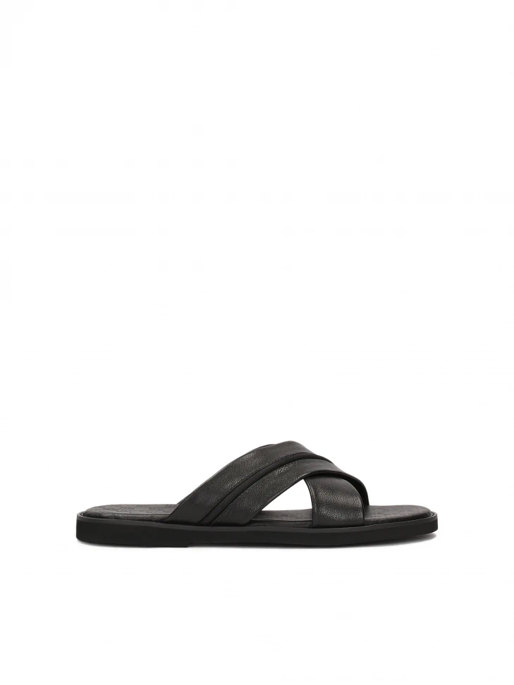 kazar Men's leather slides with criss-cross straps