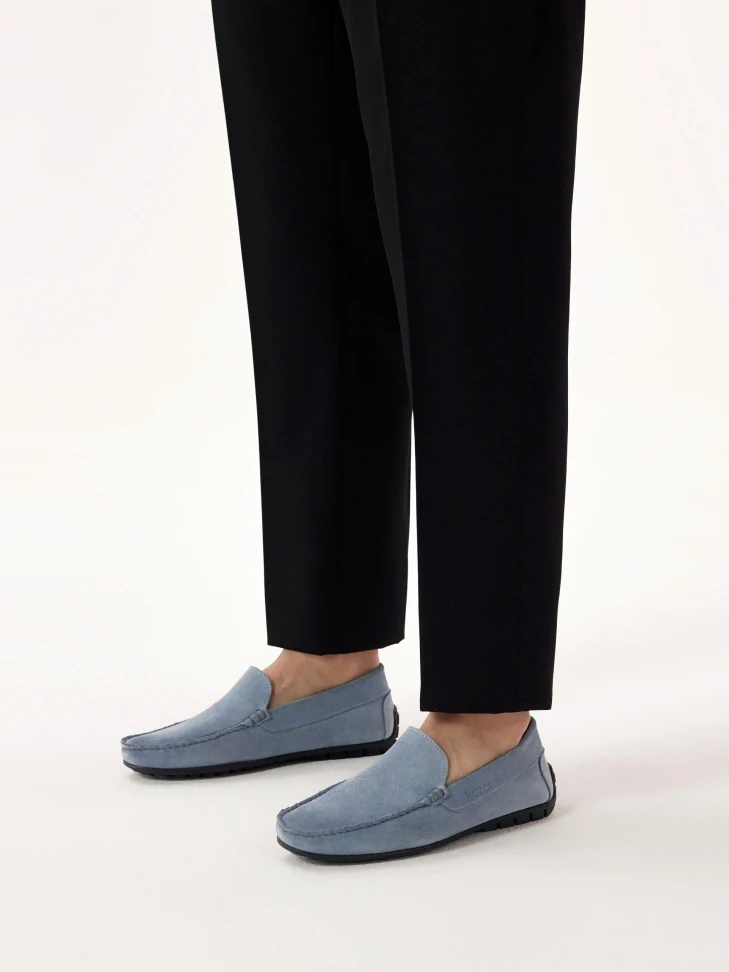 Kazar Men's Light Blue Suede Moccasins