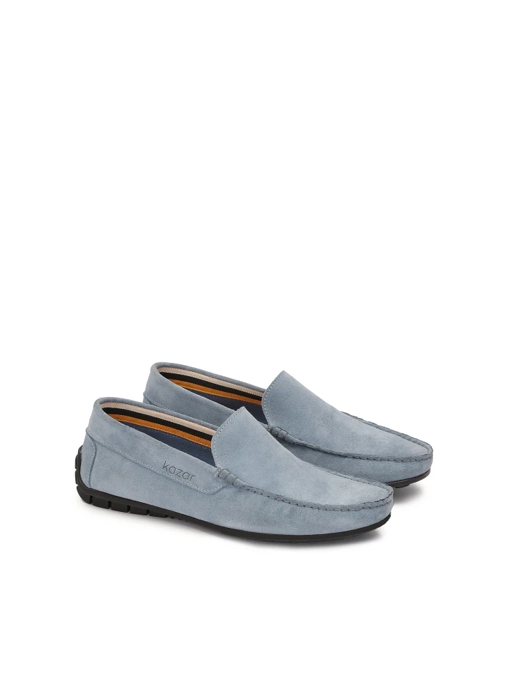 Kazar Men's Light Blue Suede Moccasins