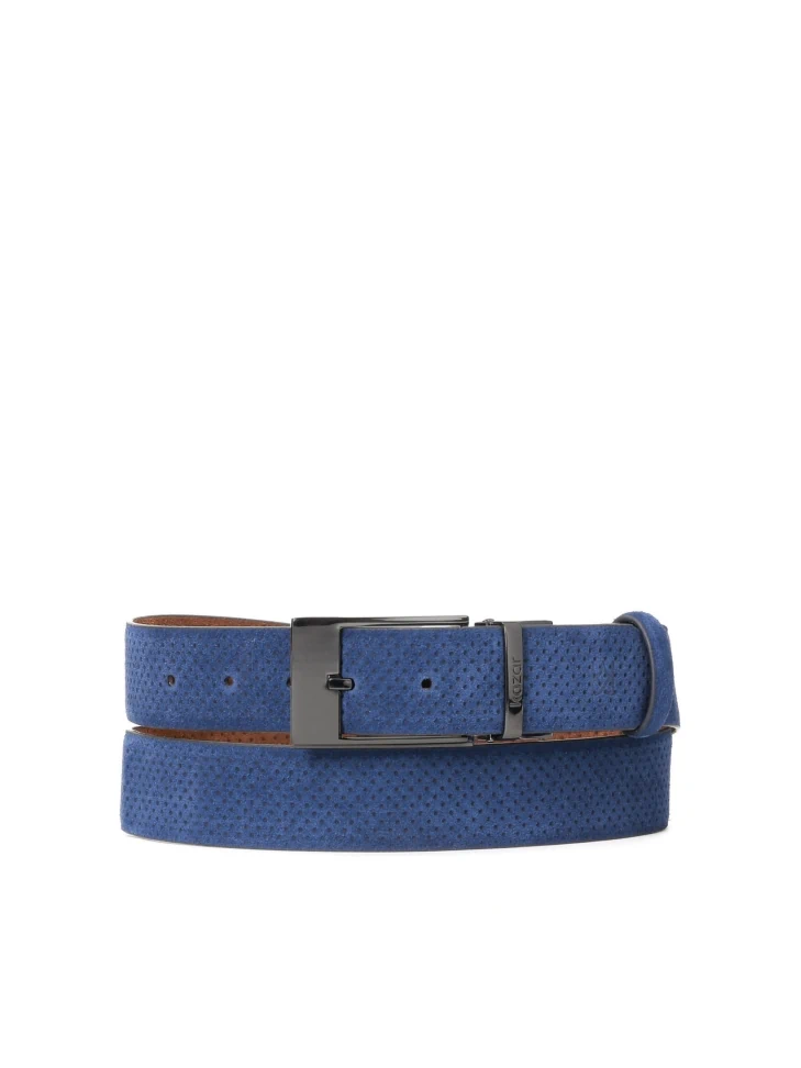 Kazar Men's Navy Blue And Brown Reversible Belt