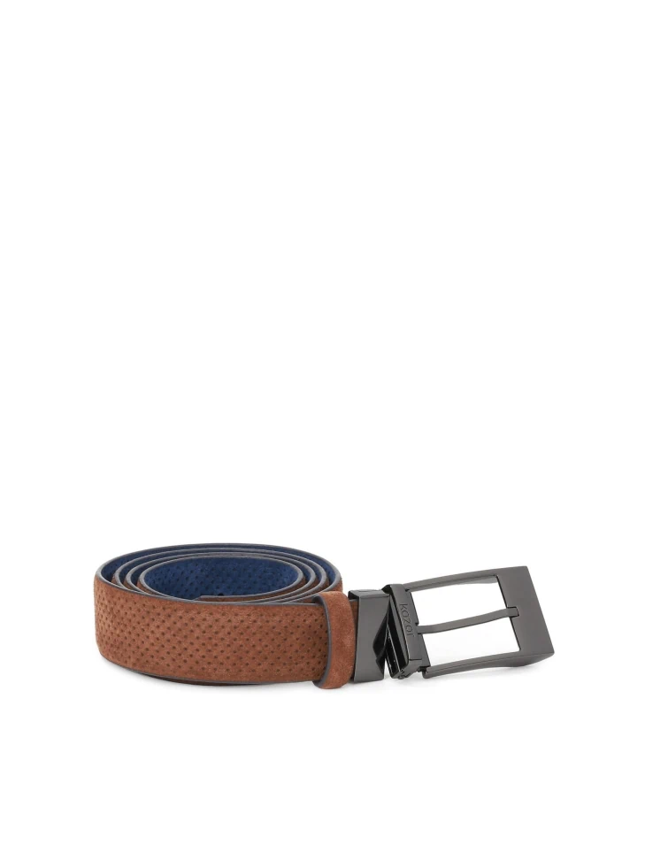 Kazar Men's Navy Blue And Brown Reversible Belt