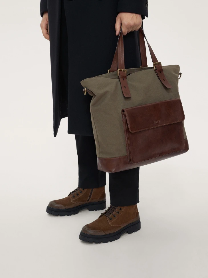 Kazar Men’s Practical Fabric Bag In Taupe Colour