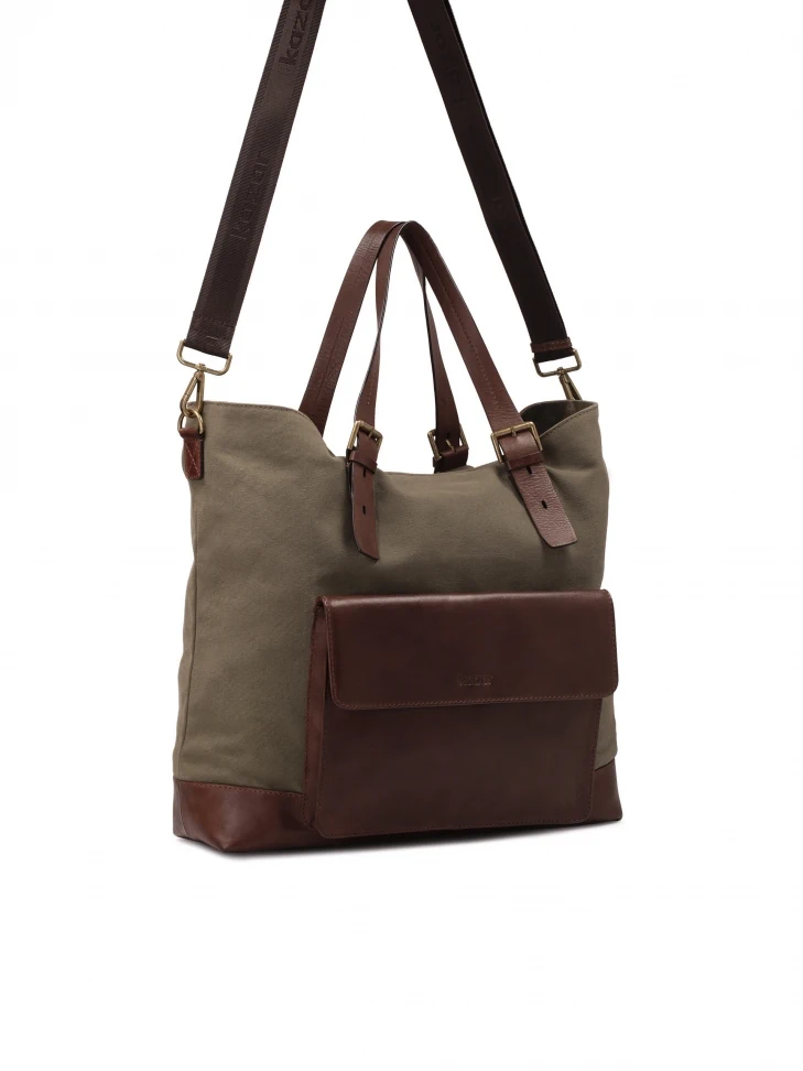 Kazar Men’s Practical Fabric Bag In Taupe Colour
