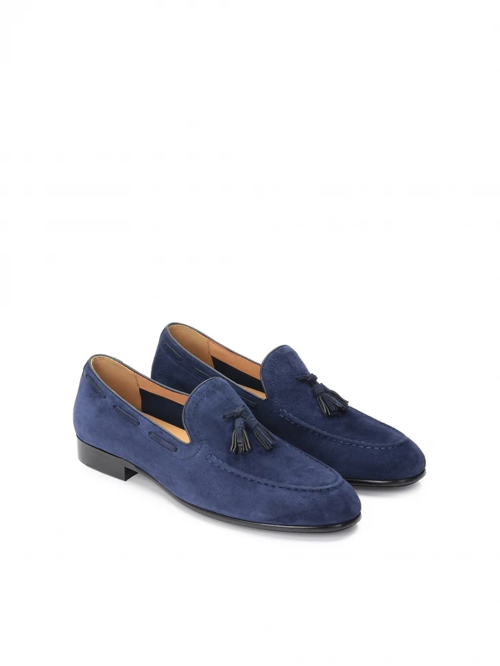 Kazar Men's Slip On Navy Blue Loafers With Tassels