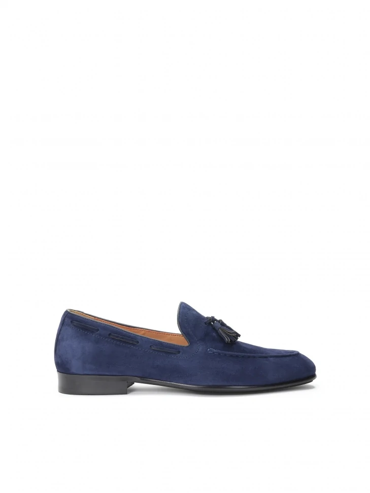 kazar Men's slip on navy blue loafers with tassels