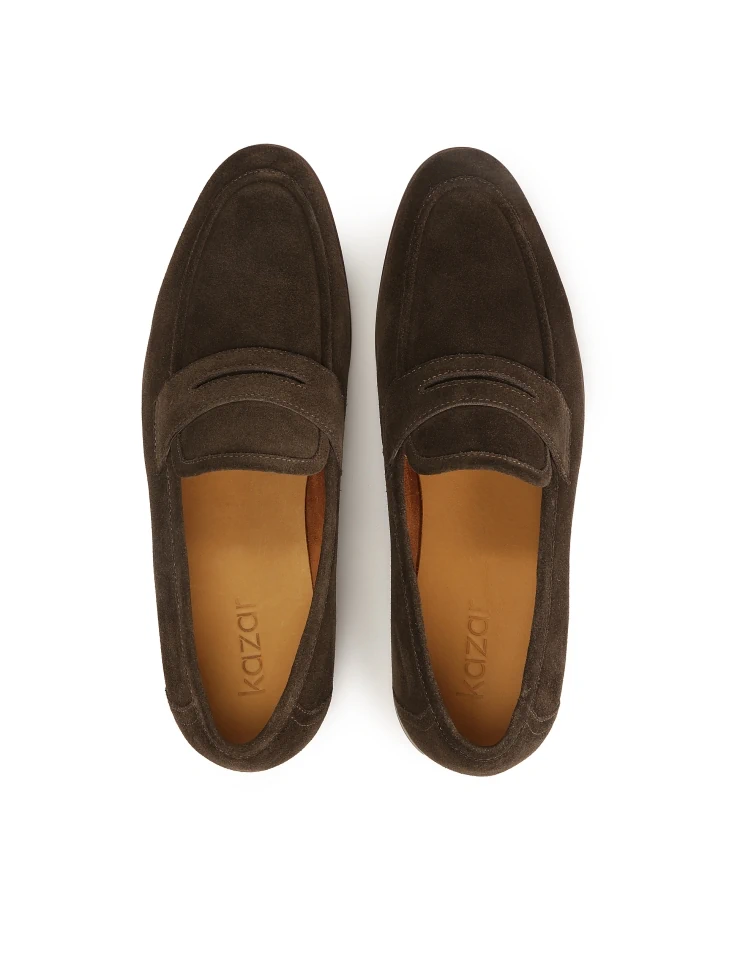 Kazar Men's Suede Loafers In Brown Color
