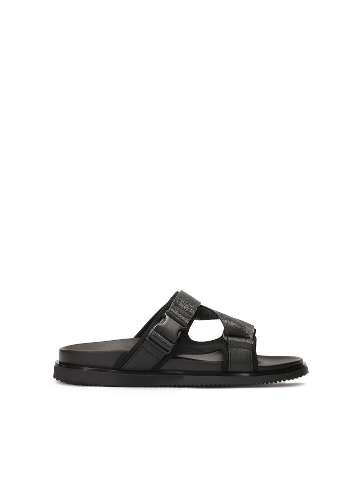kazar Mens' leather slides in black color