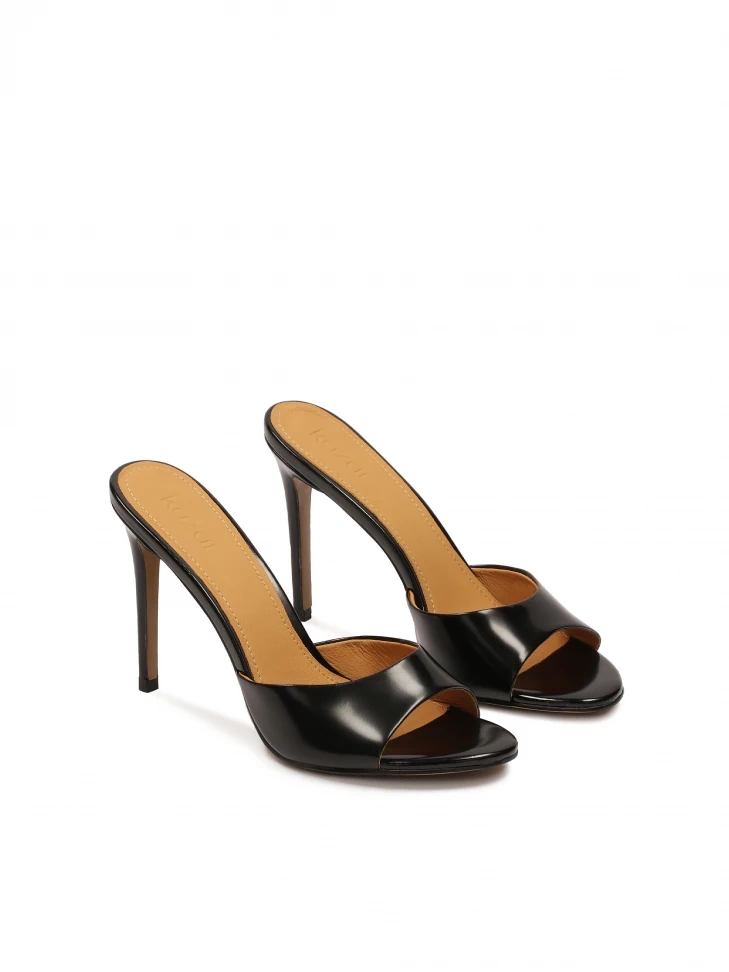 Kazar Minimalist Black High-heeled Mules