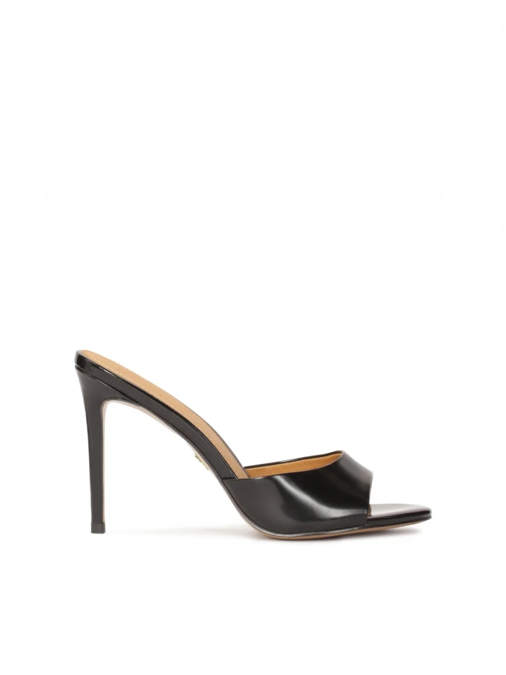 kazar Minimalist black high-heeled mules