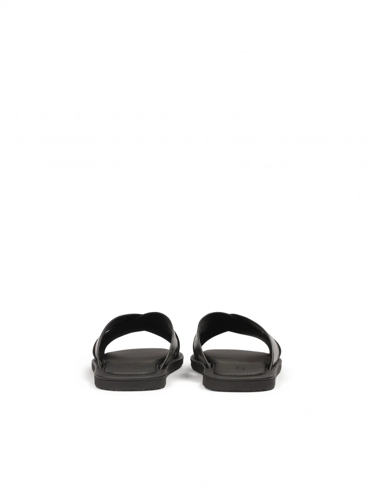 Kazar Minimalist Black Leather Slides