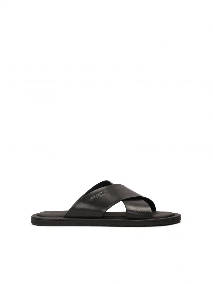 kazar Minimalist black leather slides