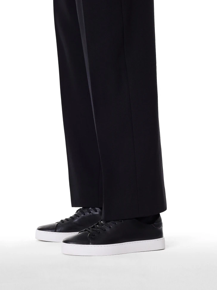 Kazar Minimalist Black Smooth Leather Sneakers