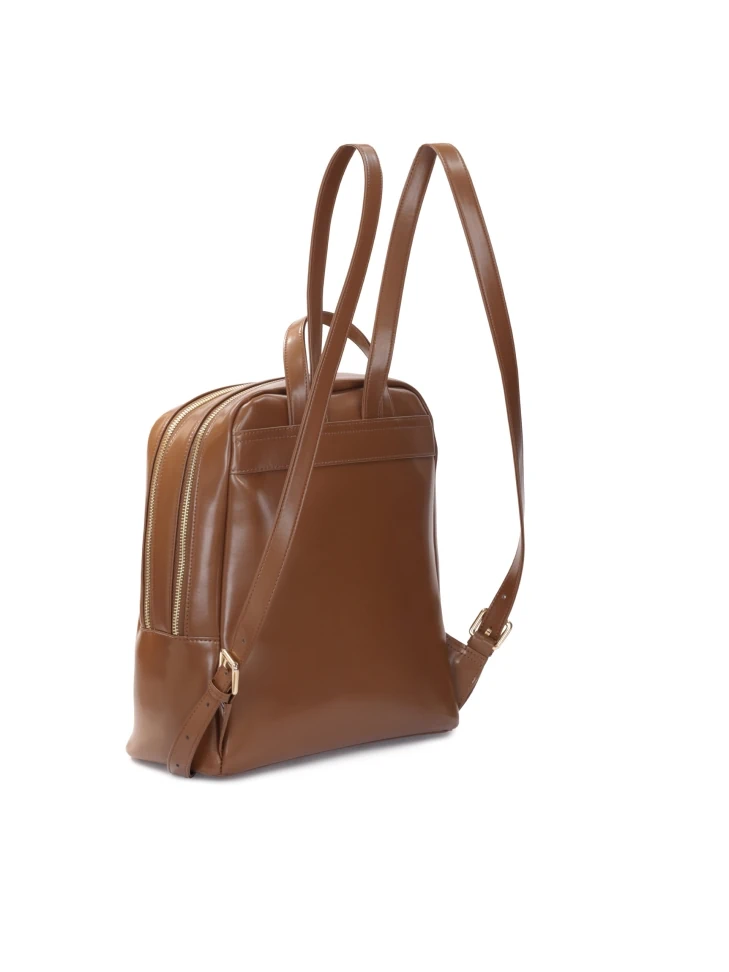 Kazar Minimalist Brown Backpack With Gold Hardware