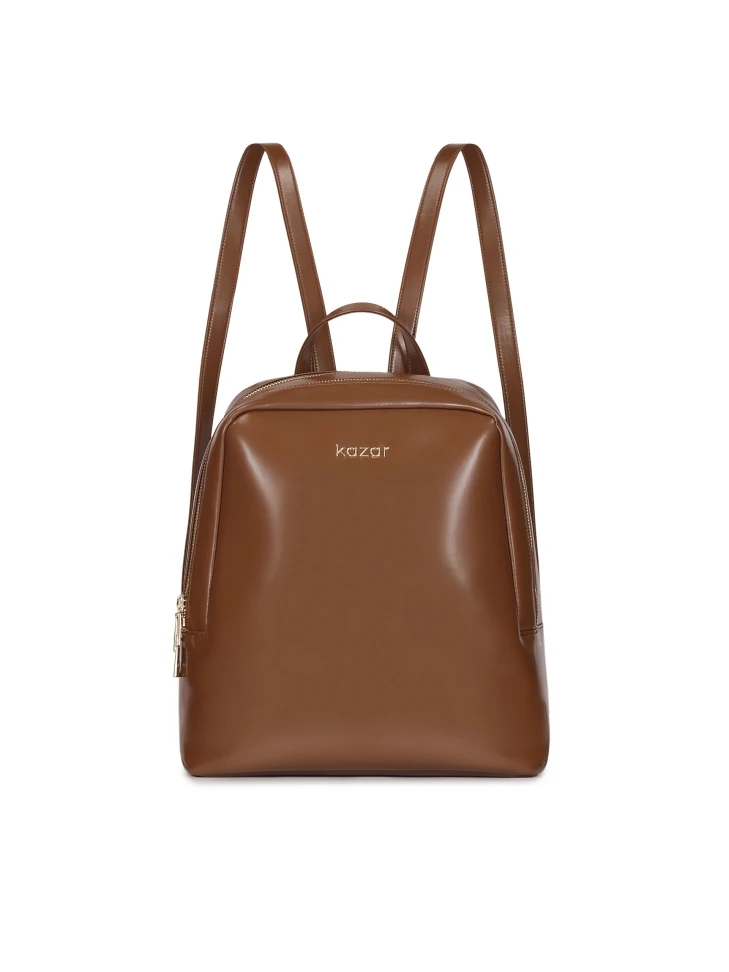 kazar Minimalist brown backpack with gold hardware