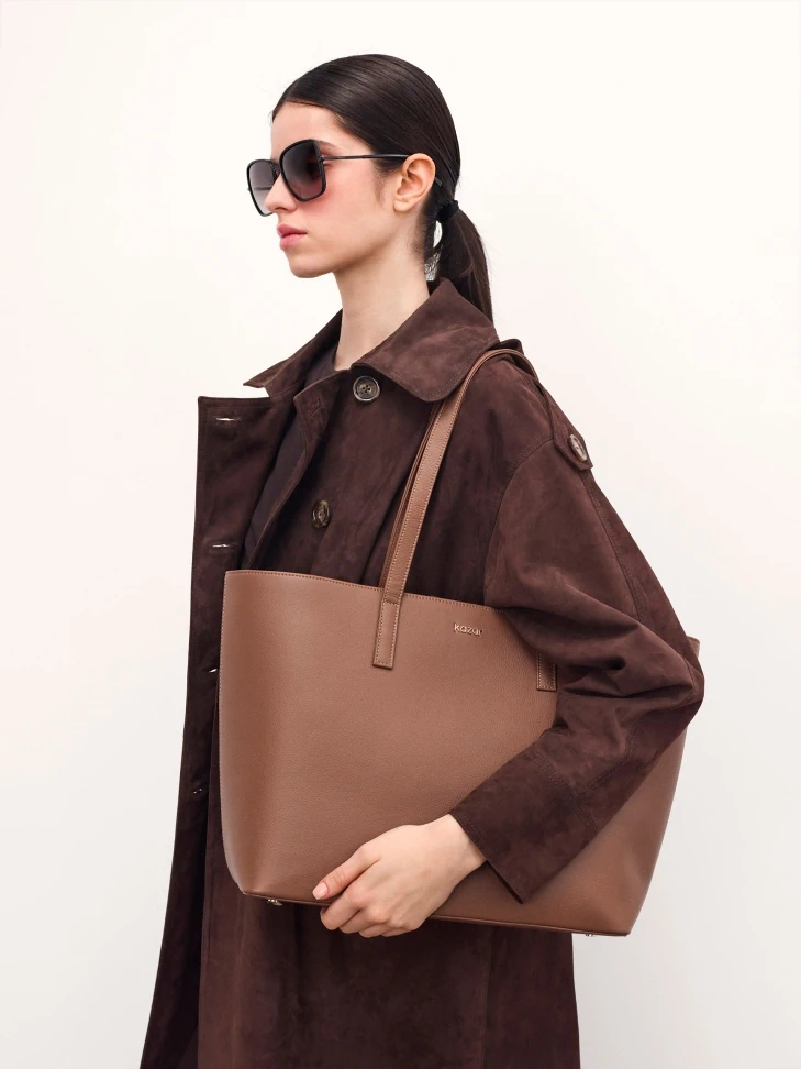 Kazar Minimalist Brown Shoulder Bag