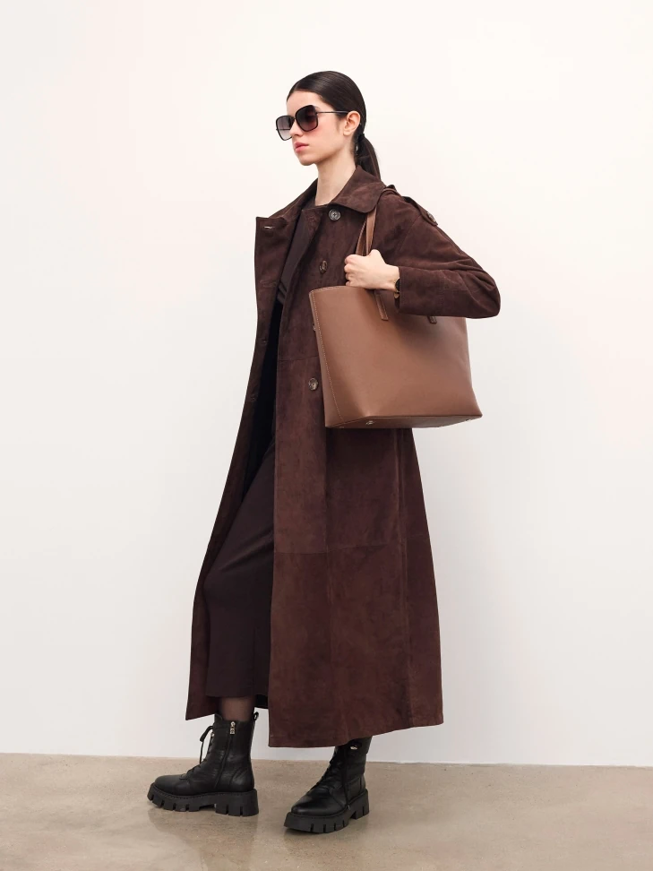 Kazar Minimalist Brown Shoulder Bag