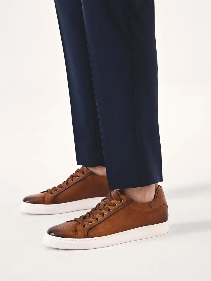 Kazar Minimalist Brown Sneakers With White Sole