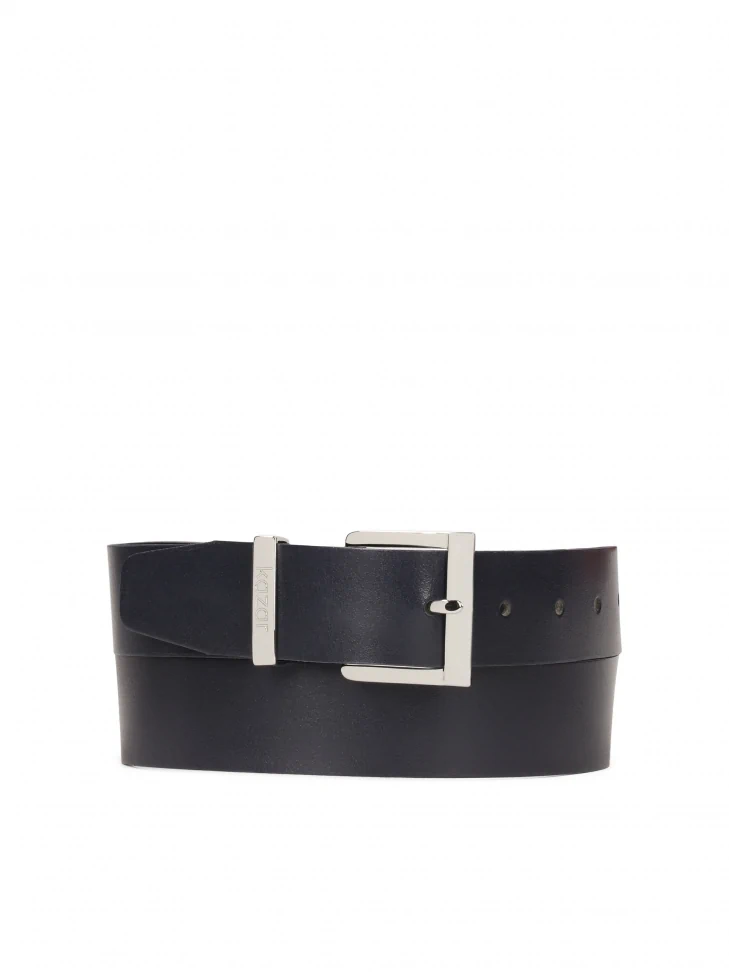kazar Minimalist navy blue belt with silver buckle