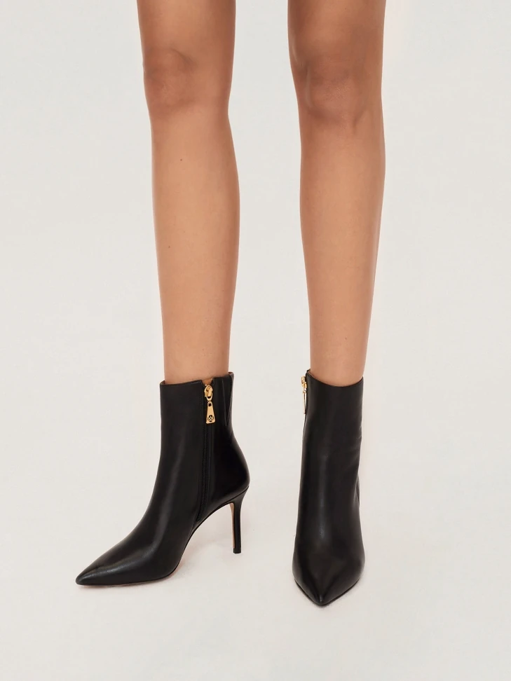 Kazar Minimalistic Black Booties With Pointy Toes